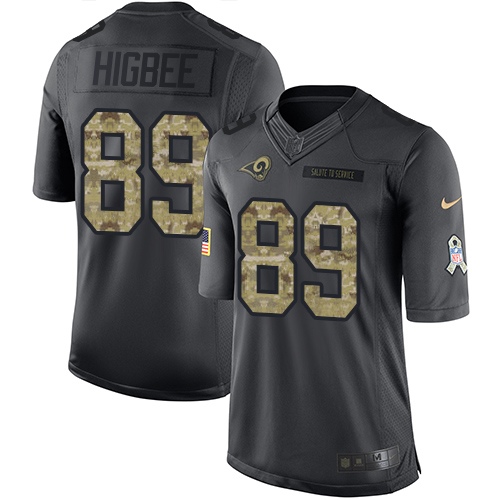 Men's Limited Tyler Higbee Nike Jersey Black - #89 2016 Salute to Service NFL Los Angeles Rams